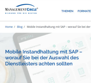 Screenshot: Artikel Managment Circle: Mobile Instandhaltung mit SAP – worauf Sie bei der Auswahl des Dienstleisters achten sollten